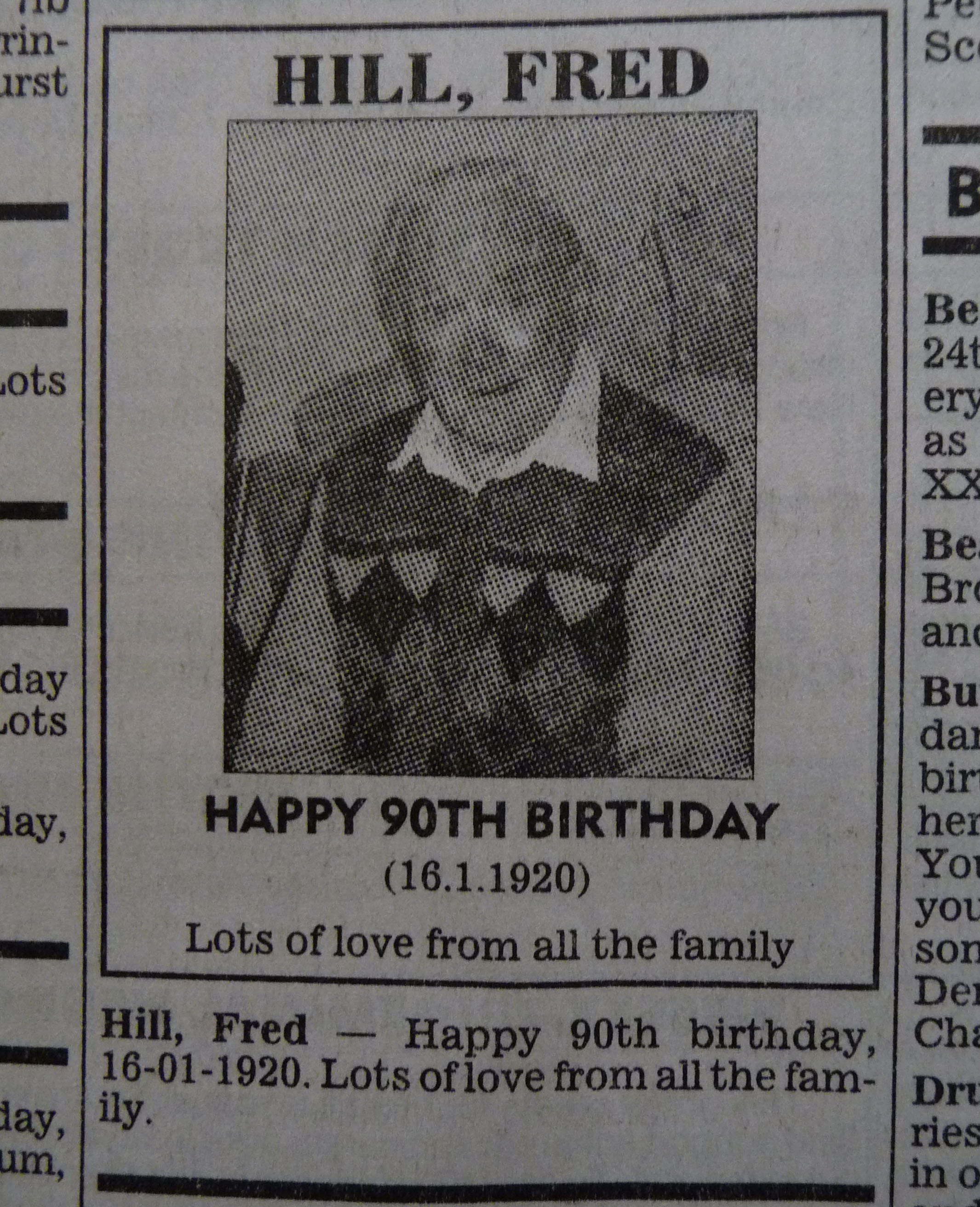 Fred's Birthday Announcement