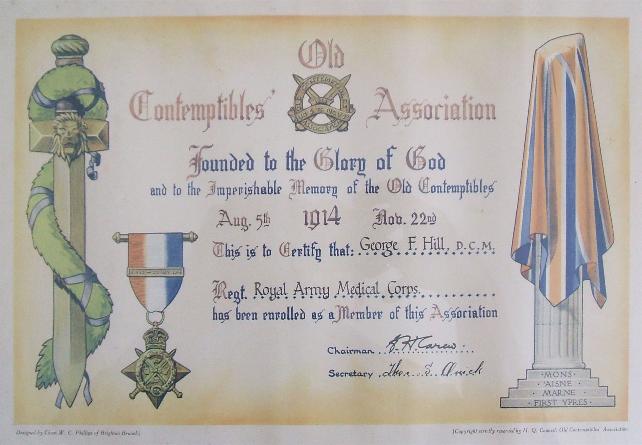 Old Contemptibles Association Certificate